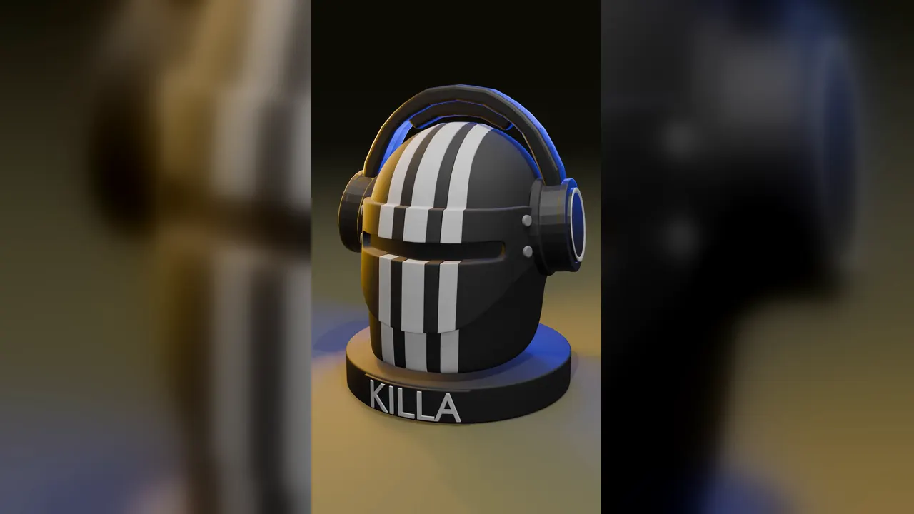 The 3D model of the Killa headphone stand, rendered in modelling software before printing